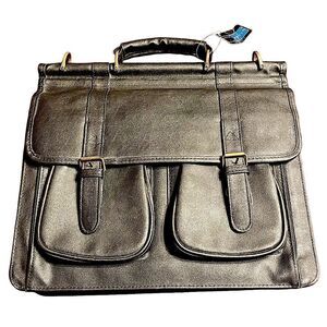 Leather look black laptop briefcase messenger  bag -NWT